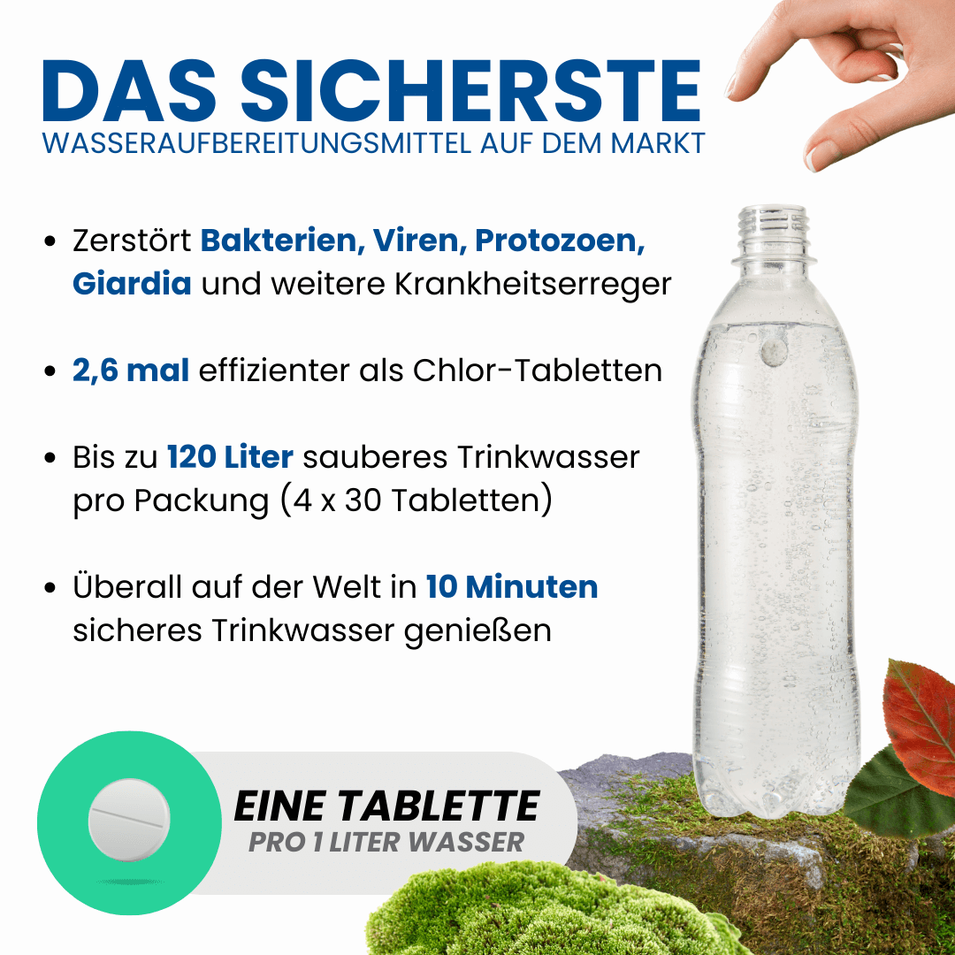 Wasseraufbereitungstabletten - Wasserentkeimung & Trinkwasser Aufbereitung - Chlordioxid
